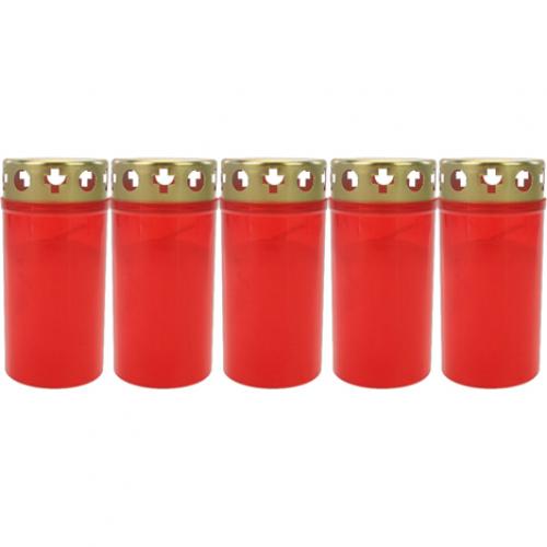 Grablicht Brenner Nr 3 rot mit Golddeckel 5er Pack 761gr