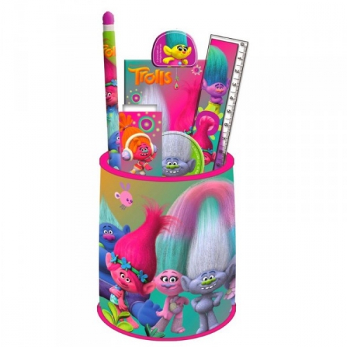 Trolls Stiftebox Stiftedose 5 Teile Dreamworks Kinder Lineal Bleistift Anspitzer