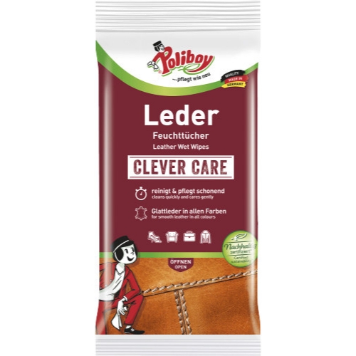 Poliboy Lederpflege Feuchttcher Clever Care reinigt und pflegt schonend