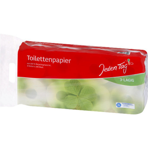 JedenTag Recyceltes Toilettenpapier 3-lagig 8x200 Blatt