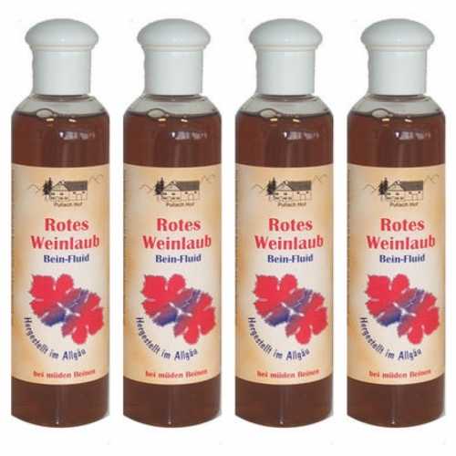 4 x Rotes Weinlaub Bein-Fluid 250ml Pullach Hof