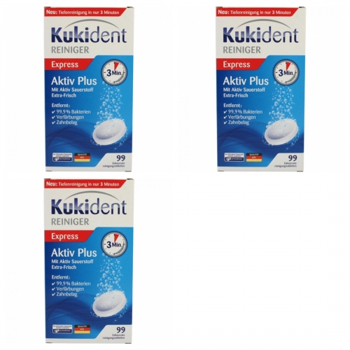 3 x Kukident Aktiv Plus 99er