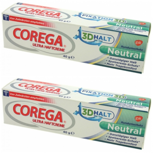 2 x Corega Ultra Haftcreme 40ml ohne Geschmack
