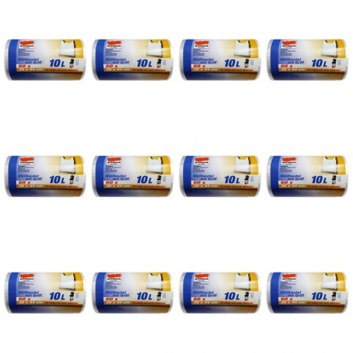 12 x Mllbeutel 10L 60er mit Griff 38x44x12cm