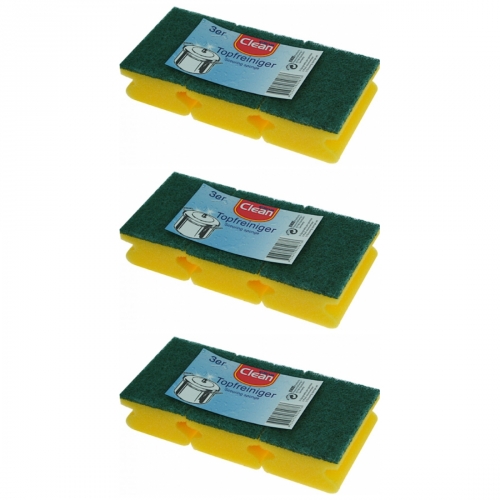 Schwamm Topfreiniger CLEAN mit Griffleiste (3x3 Stck = 9)