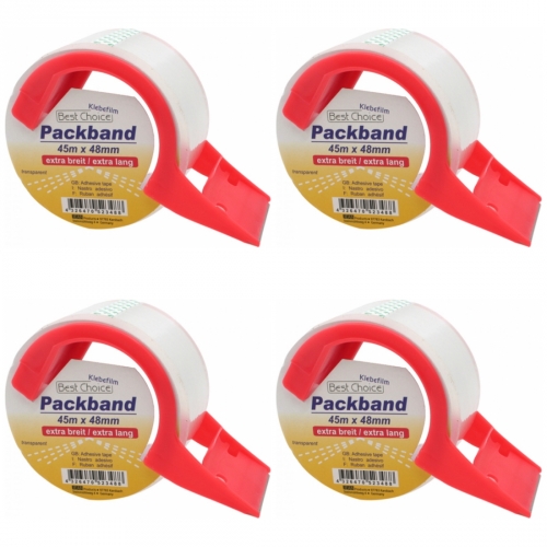 4 x Klebeband Packband inklusive Abroller 45mx48mm