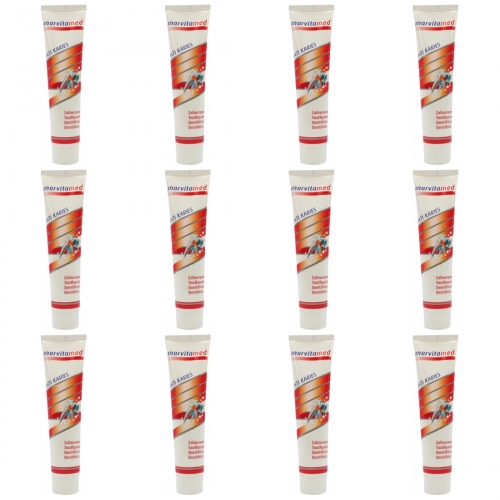 12 x Zahncreme Marvita 125ml Anti-Karies im Aufsteller