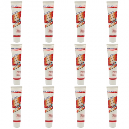 12 x Zahncreme Marvita 125ml Anti-Karies im Aufsteller