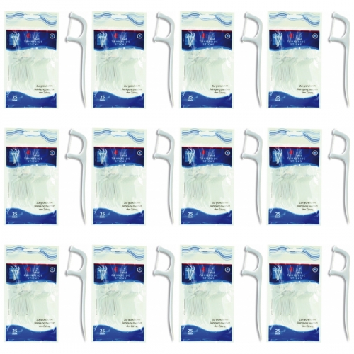 12 x Zahnseidesticks Elina 8cm 25er wiederverschliebar