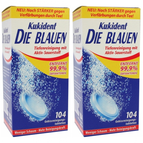 2 x Kukident Die Blauen Reinigungstabletten Zahnprothesenreiniger 104 Stck