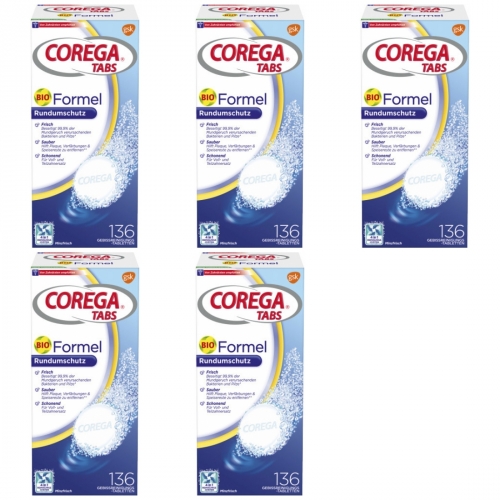 5 x corega bio tabs 136er