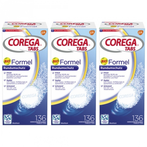 3 x Corega Bio Formel Tabs 136er