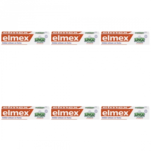 6 x Elmex Zahncreme Junior 75ml Tube