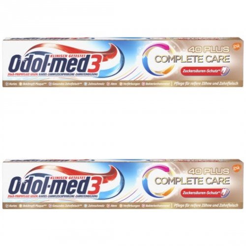 2 x Odol Med3 Zahncreme Complete 40 Plus 75ml Tube