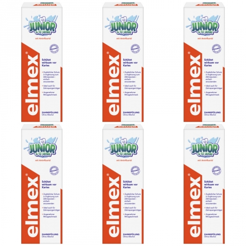 6 x Elmex Junior Zahnsplung Flasche 400ml