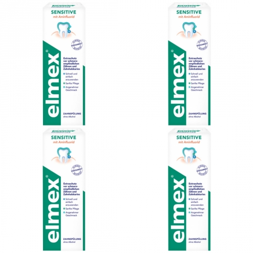 4 x Elmex Zahnsplung Sensitive Flasche 400ml