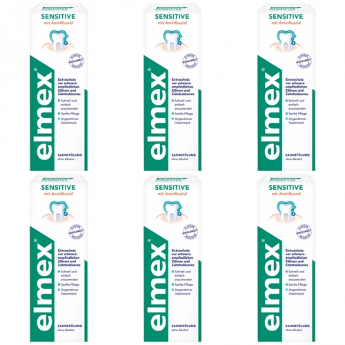 6 x Elmex Zahnsplung Sensitive Flasche 400ml