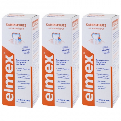3 x Elmex Zahnspülung Kariesschutz Flasche 400ml