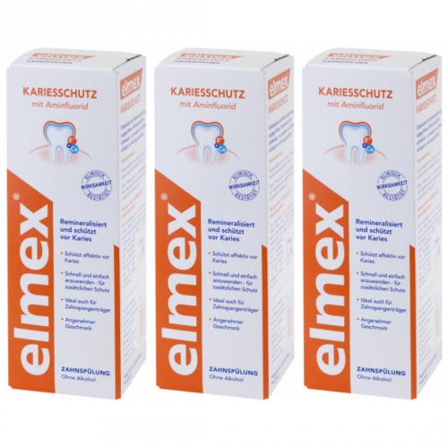 3 x Elmex Zahnsplung Kariesschutz Flasche 400ml