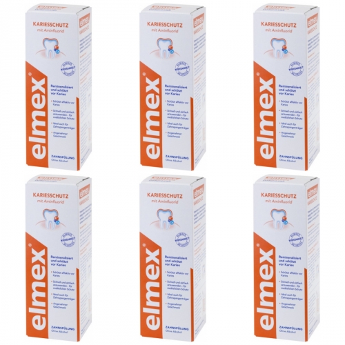 6 x Elmex Zahnsplung Kariesschutz Flasche 400ml