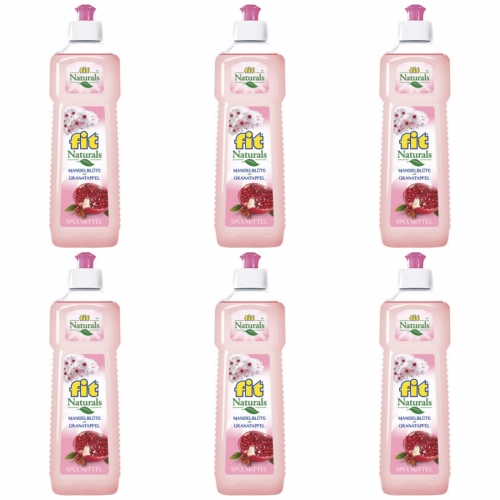 6 x Fit Spülmittel Mandelblüte Granatapfel 500ml Flasche