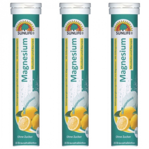 3 x Sunlife Magnesium Brausetabletten 20er