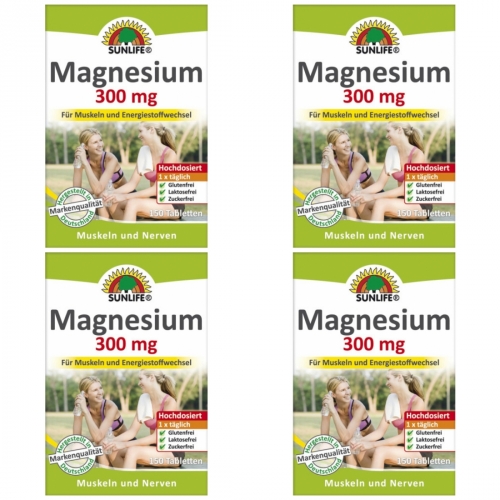 4 x Sunlife Magnesium 300mg Tabletten 150er