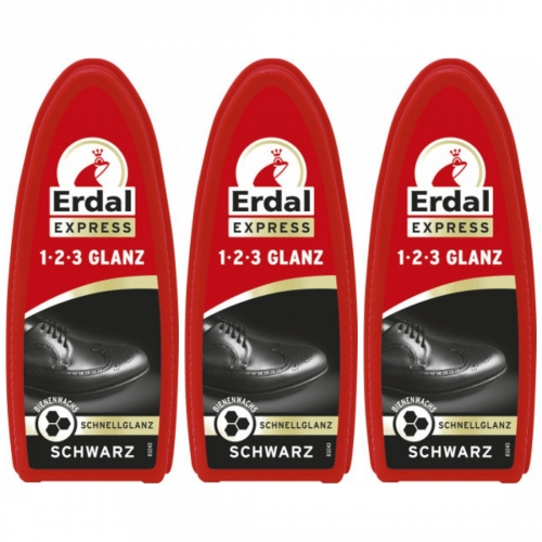 3 x Erdal 1-2-3 Glanz Schwarz