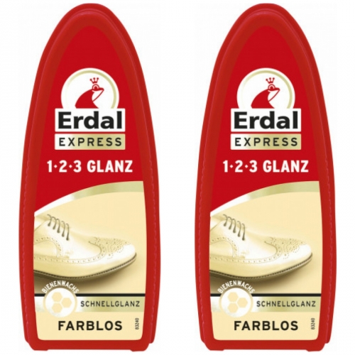 2 x Erdal 1-2-3 Schnellglanz farblos