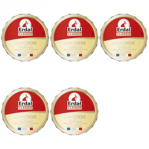 5 x Erdal Dosencreme Farblos Schuhcreme mit Bienenwachs 75ml Dose