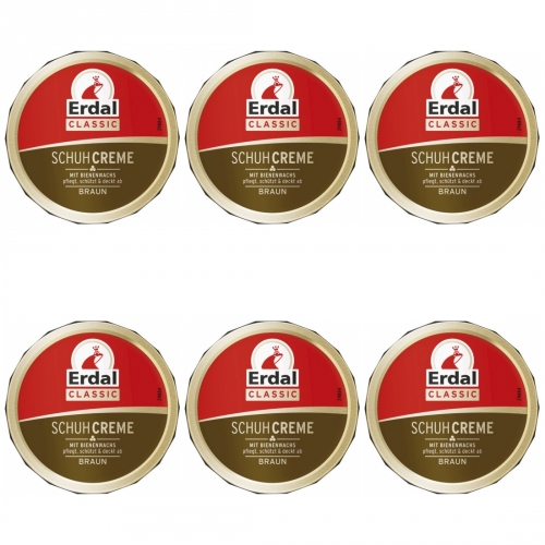 6 x Erdal Dosencreme Braun 75ml Dose