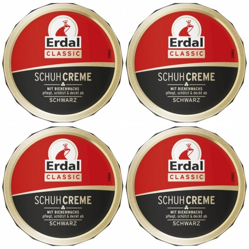 4 x Erdal Dosencreme Schwarz 75ml Dose