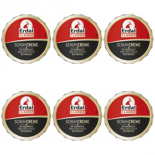 6 x Erdal Dosencreme Schwarz 75ml Dose