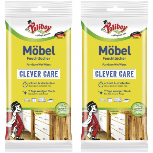 2 x Poliboy Mbel Feuchttcher Clever Care 2 x 24 Tcher