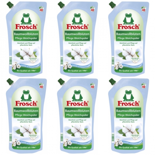 6 x Frosch Baumwollblten Pflege-Weichspler 1 Liter