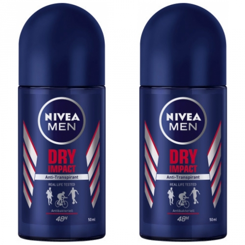 2 x Nivea Roll On Dry Impact 50ml Flasche