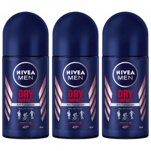 3 x Nivea Roll On Dry Impact 50ml Flasche