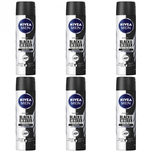 6 x Nivea Deo Black & White Men 150 ml Dose