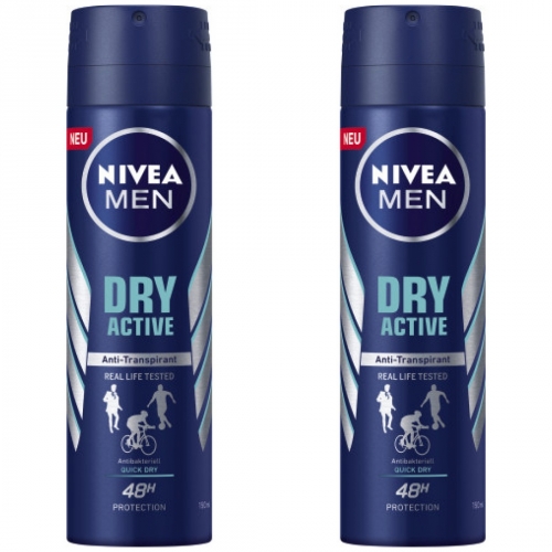 2 x Nivea Men Deo Dry Active 150ml Dose