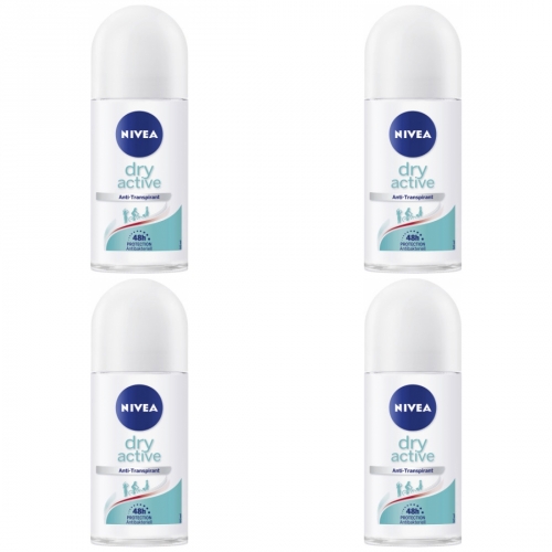 4 x Nivea Deo Roll On Dry Active 50ml