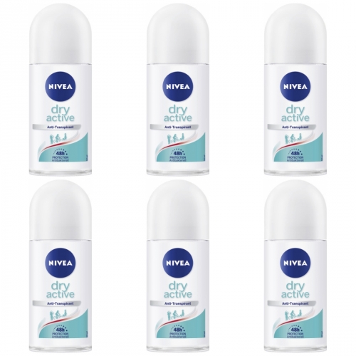 6 x Nivea Deo Roll On Dry Active 50ml