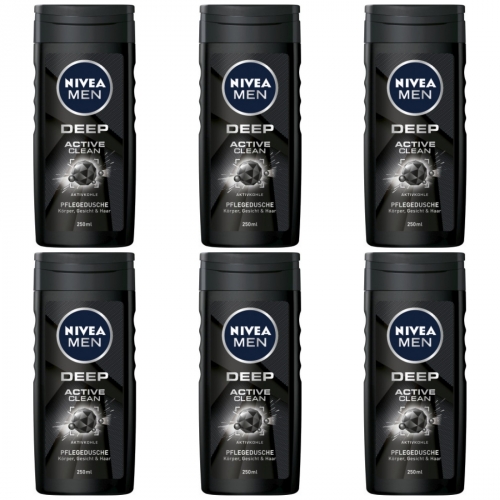 6 x Nivea Men Dusche Deep Active Clean 250ml
