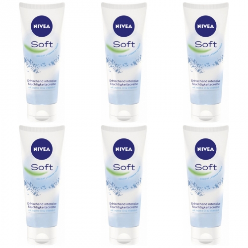 6 x Nivea Soft 75ml Tube Erfrischend intensive Feuchtigkeitscreme