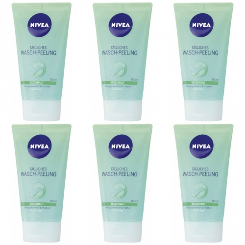 6 x Nivea tgliches Waschpeeling 150ml Tube