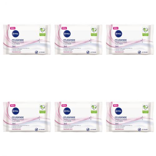 6 x Nivea pflegende Reinigungstcher 3in1 25 Stck