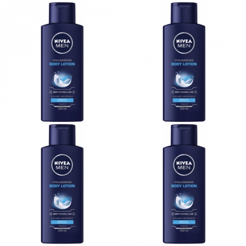 4 x Nivea Men Body Lotion 250ml Flasche