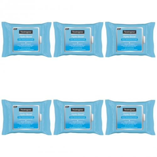 6 x Neutrogena Hydro Boost aqua Reinigungstuch 25er