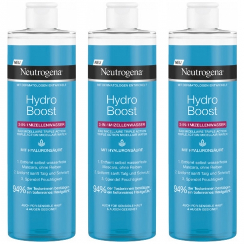 3 x Neutrogena Hydro Boost 3in1 Mizellenwasser 400ml Flasche