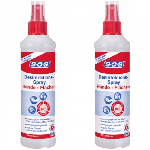 2 x SOS Desinfektionsspray 250ml Flasche
