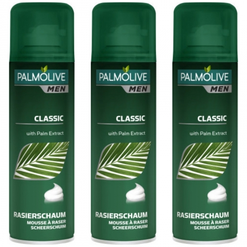 3 x Palmolive Men Rasierschaum Classic mit Palm Extrakt 300ml Dose